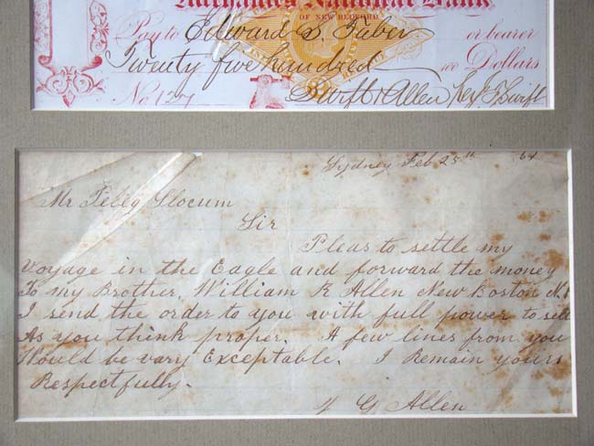 A Framed grouping of 19th century Whaling related items — image 2